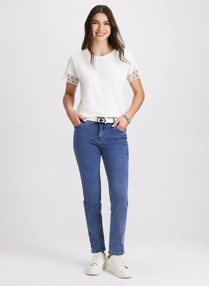 Eyelet Trim T-Shirt