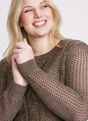 Sequin Detail Openwork Sweater