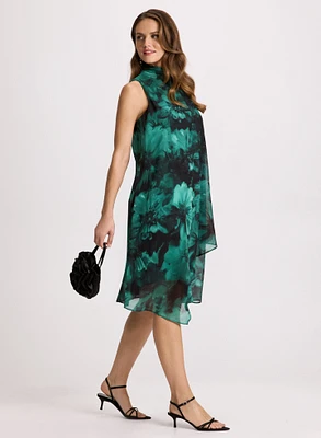 Floral Print Mock Neck Dress