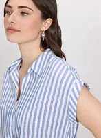 Striped Linen-Blend Blouse