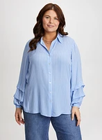 Tiered Sleeve Striped Blouse