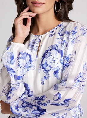 Blouse florale à trou de serrure