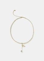 Pearl Drop Mesh Collar Necklace