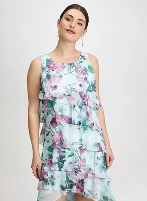 Floral Asymmetric Tiered Dress