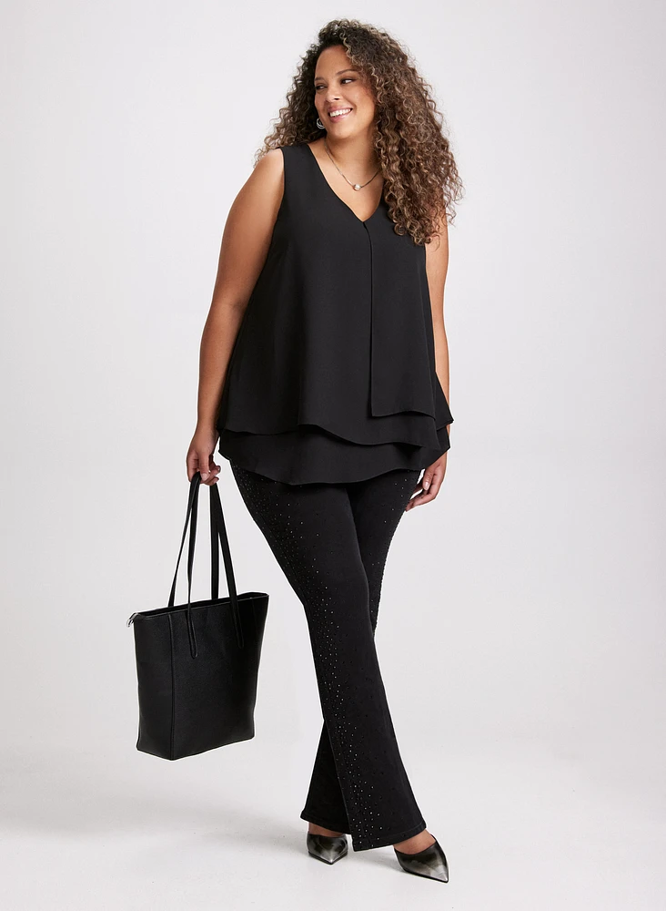 V-Neck Sleeveless Layered Blouse