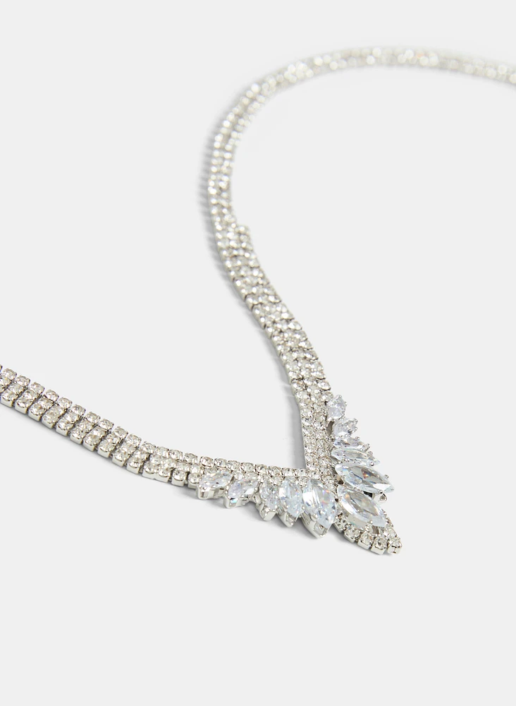 V-Shaped Crystal Necklace