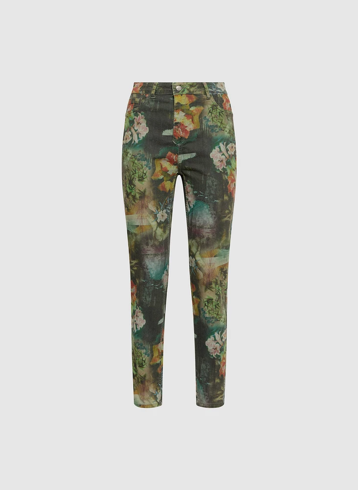 Floral Reversible Slim-Leg Jeans