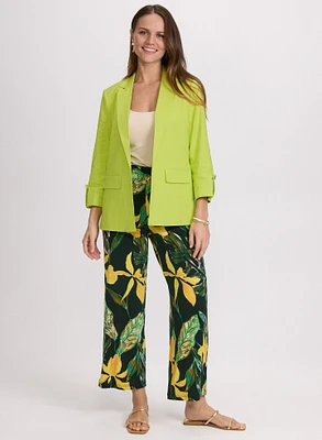Blazer en mélange de lin et pantalon Olivia à motif palmiers