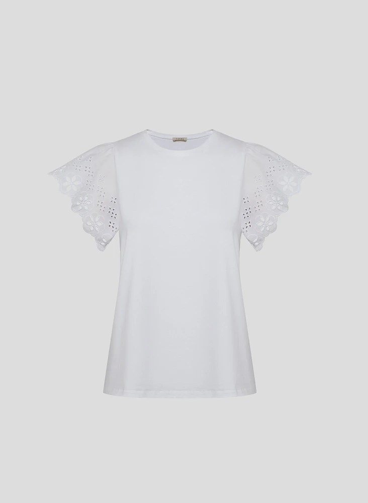 Eyelet Sleeve Tee
