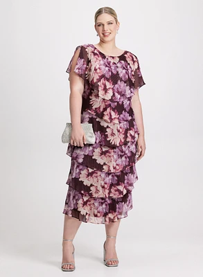 Tiered Floral Chiffon Dress