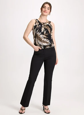 Tropical Ruched Waist Top & City Fit Boot Cut Pants