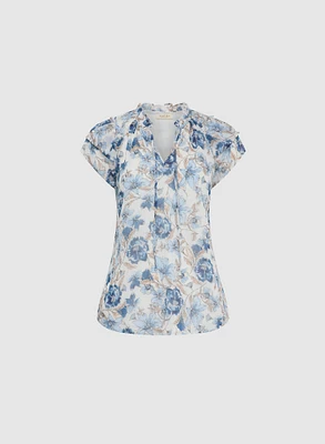 Floral Flutter Sleeve Top