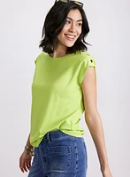 Metallic Button T-Shirt