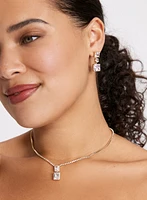 Square Cubic Zirconia Drop Earrings