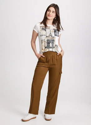 Paris Print T-Shirt & Cargo Pants