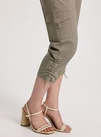 Cropped Drawstring Hem Cargo Pants