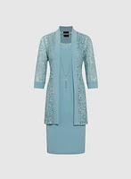 Lace Jacket & Jersey Dress Set