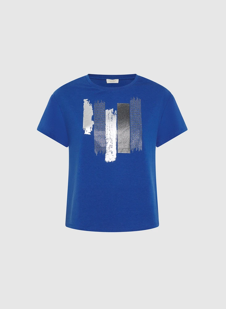 T-shirt à coups de pinceau métalliques