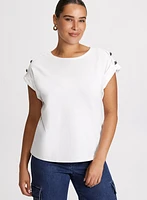 Stud Detail Cap Sleeve T-Shirt