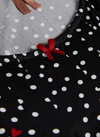 Robe de nuit à motif pois et coeurs