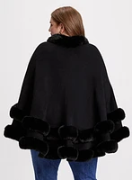 Poncho à bordures en fausse fourrure