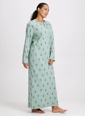 Robe de nuit longue à motif floral