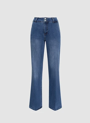 High-Rise Flared Denim Pants