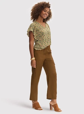 Geometric Print Top & Cargo Pants