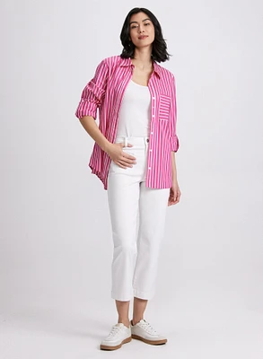 Blouse à motif de rayures et capri à jambe droite