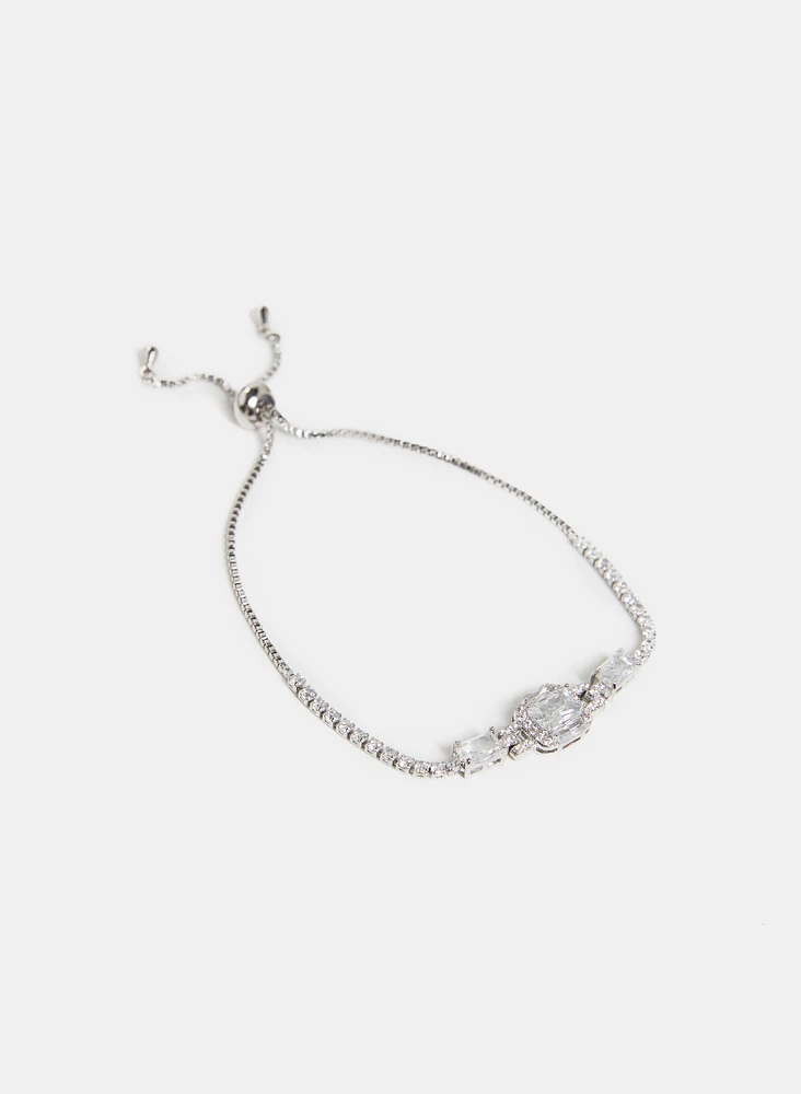 Cubic Zirconia Insert Slider Bracelet