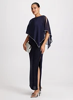 Asymmetric Poncho-Effect Maxi Dress