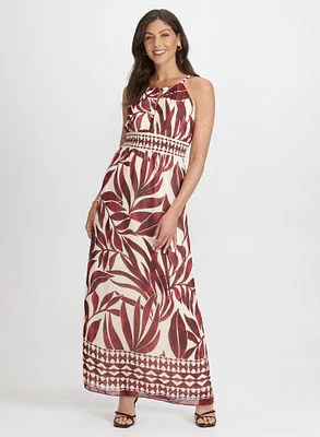 Leaf Print Maxi Dress
