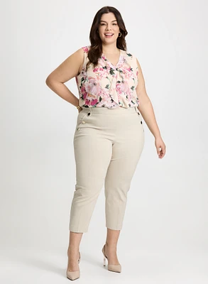 Blouse florale et pantalon cheville en bengaline