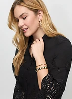 Eyelet Detail Button Down Blouse