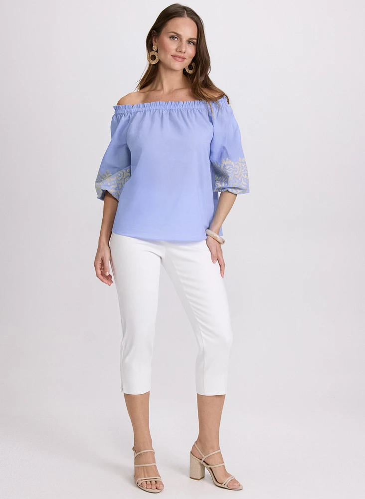 Embroidered Off-Shoulder Blouse