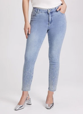 Embroidered Slim-Leg Jeans