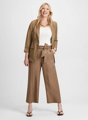 Elastic-Waist Linen Jacket & Drawcord Pants