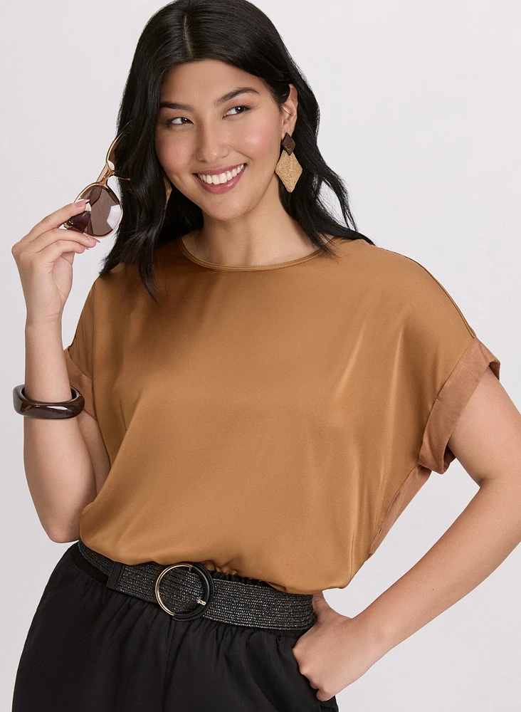 Satin Drop Shoulder Top