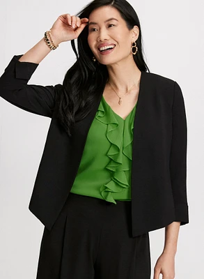 Cropped Open-Front Jacket