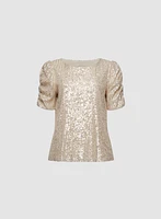 Sleeve Detail Sequin Top