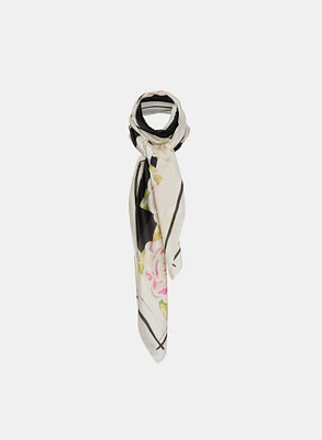 Foulard soyeux à imprimé floral