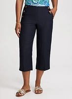 Wide Leg Linen-Blend Capris