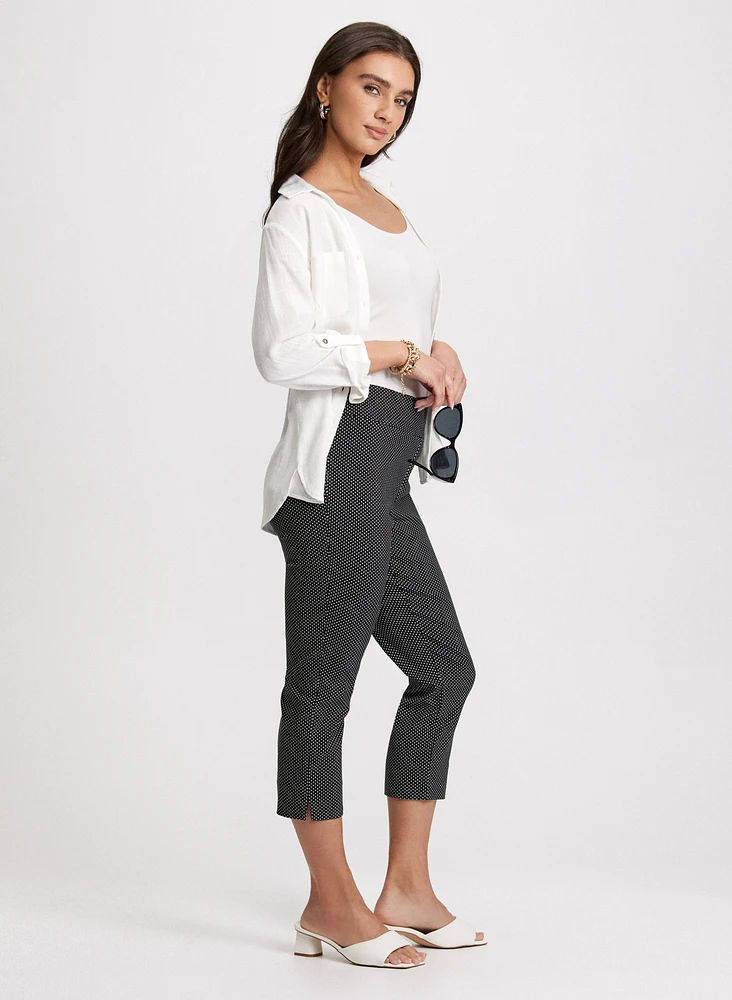 Pull-On Micro Dot Capri Pants