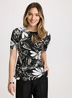 Leaf Print Peplum Top