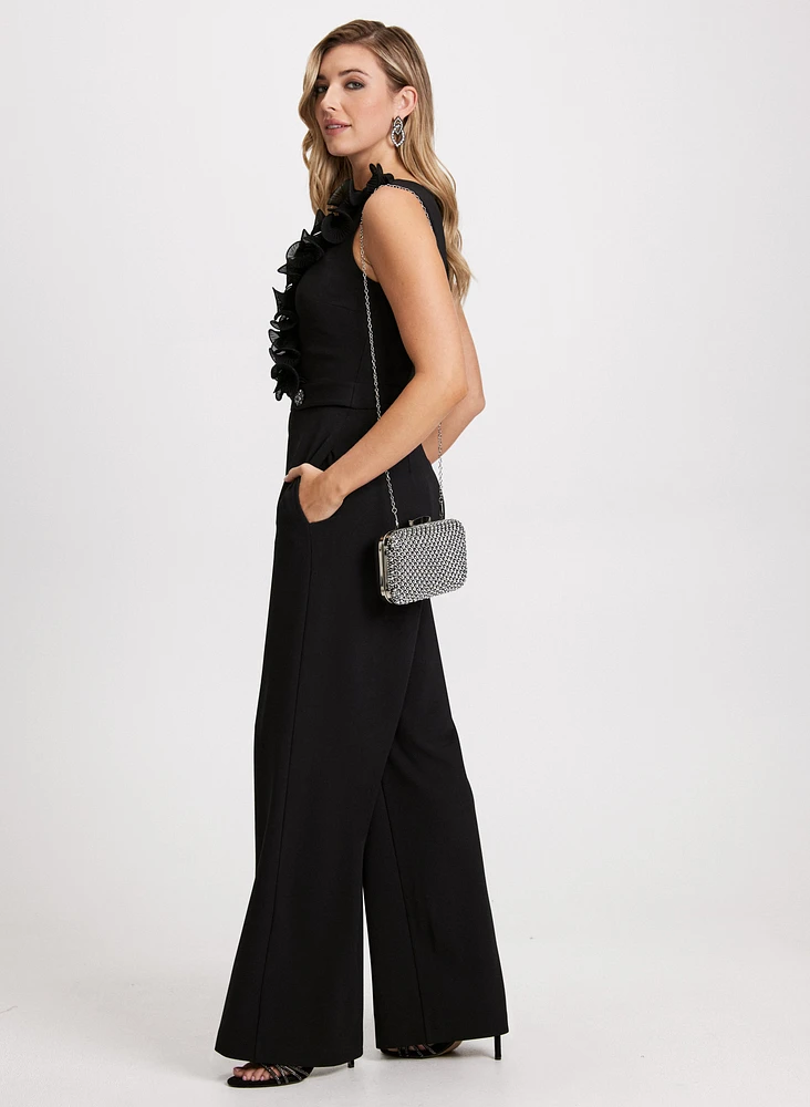 V-Neck Ruffle Detail Jumpsuit