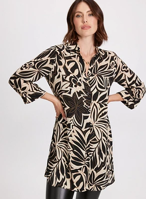 Blouse boutonnée à motif feuilles