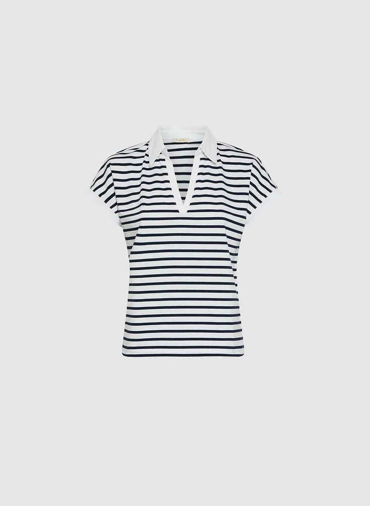 Stripe Cap Sleeve T-Shirt