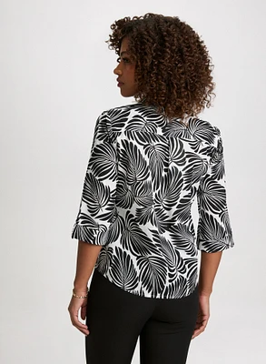 Palm Print Button Down Blouse