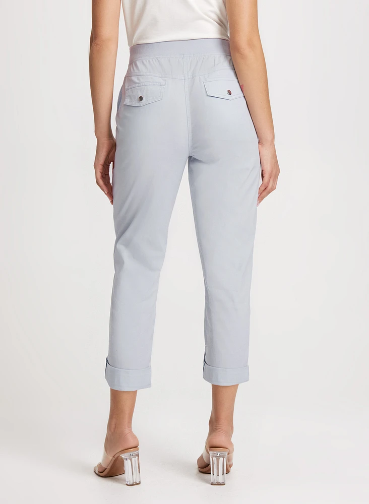 Cotton Drawstring Waist Cargo Capris