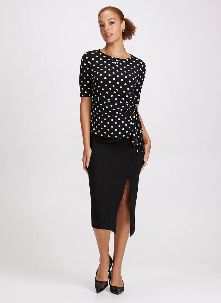 Side-Tie Polka Dot Top